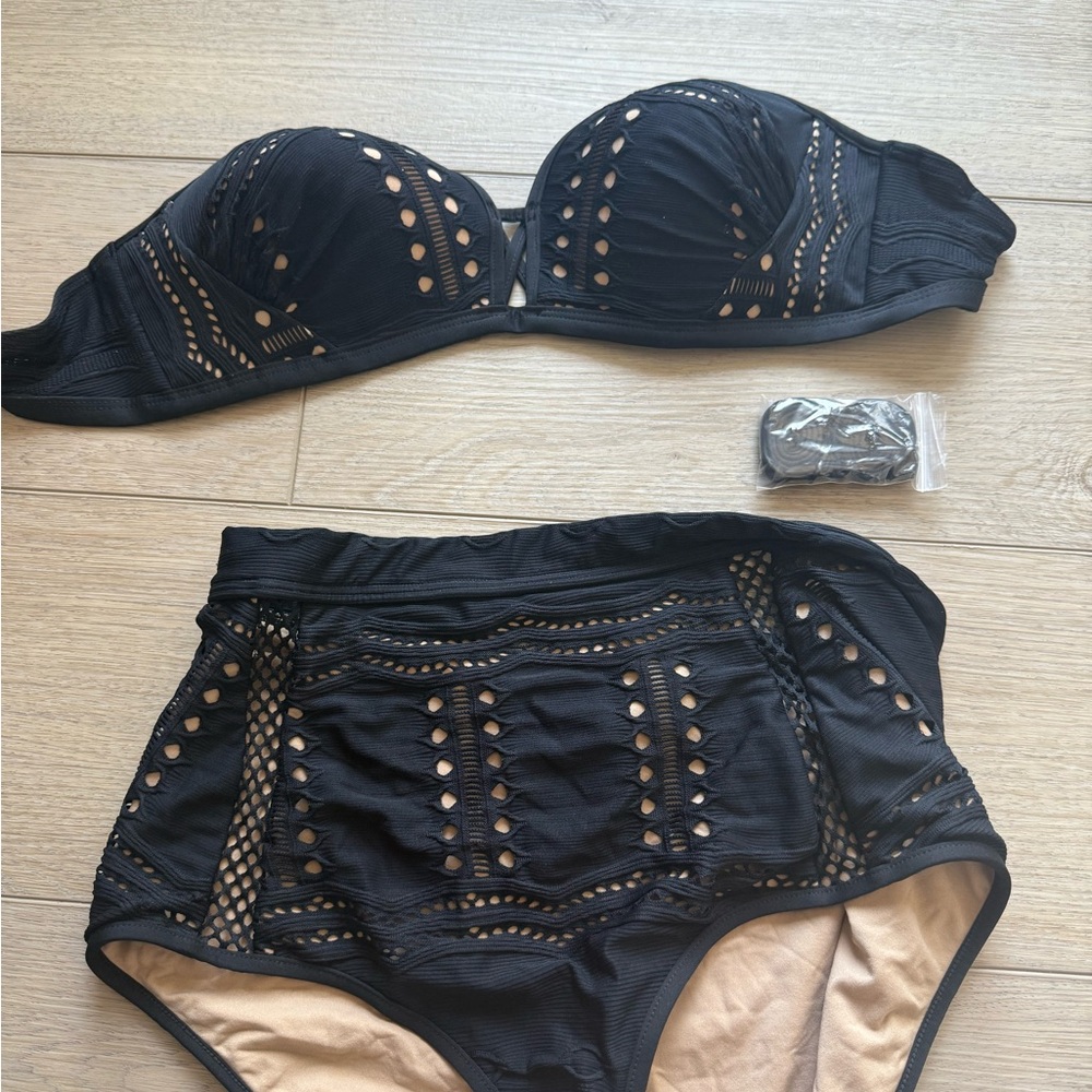 Black Cutout High Waisted Bikini